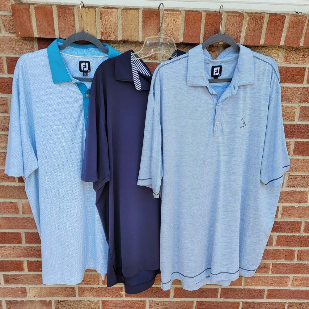FJ Footjoy Polo Shirts Men's Size 2XL Lot of 3 Blue Golf